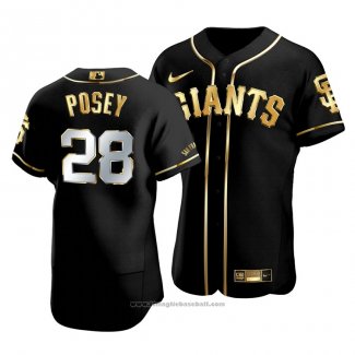 Maglia Baseball Uomo San Francisco Giants Buster Posey Golden Edition Autentico Nero