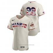 Maglia Baseball Uomo San Francisco Giants Will Clark 2020 Stars & Stripes 4th of July Crema