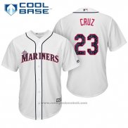 Maglia Baseball Uomo Seattle Mariners 2017 Stelle e Strisce Nelson Cruz Bianco Cool Base