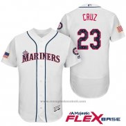 Maglia Baseball Uomo Seattle Mariners 2017 Stelle e Strisce Nelson Cruz Bianco Flex Base