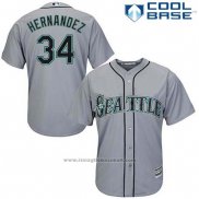 Maglia Baseball Uomo Seattle Mariners 34 Felix Hernandez Grigio Cool Base