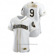 Maglia Baseball Uomo Seattle Mariners Dee Gordon Golden Edition Autentico Bianco