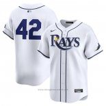 Maglia Baseball Uomo Tampa Bay Rays 2024 Jackie Robinson Day Home Limited Bianco