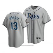 Maglia Baseball Uomo Tampa Bay Rays Manuel Margot Replica Road 2020 Grigio