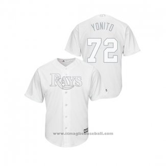 Maglia Baseball Uomo Tampa Bay Rays Yonny Chirinos 2019 Players Weekend Replica Bianco