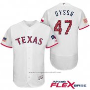 Maglia Baseball Uomo Texas Rangers 2017 Stelle e Strisce Sam Dyson Bianco Flex Base