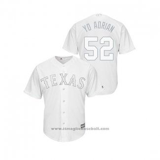 Maglia Baseball Uomo Texas Rangers Adrian Sampson 2019 Players Weekend Replica Bianco