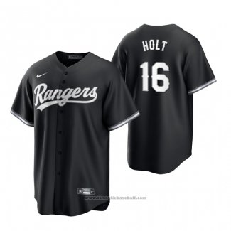 Maglia Baseball Uomo Texas Rangers Brock Holt Replica 2021 Nero