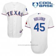 Maglia Baseball Uomo Texas Rangers Derek Holland 45 Bianco Home Cool Base