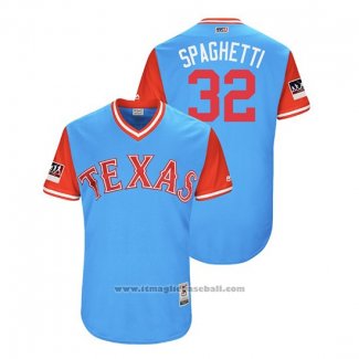 Maglia Baseball Uomo Texas Rangers Eddie Butler 2018 LLWS Players Weekend Spaghetti Blu