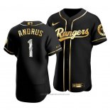 Maglia Baseball Uomo Texas Rangers Elvis Andrus Golden Edition Autentico Nero