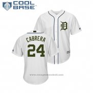 Maglia Baseball Uomo Tigers Miguel Cabrera 2018 Memorial Day Cool Base Bianco