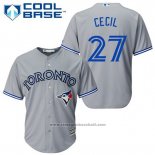 Maglia Baseball Uomo Toronto Blue Jays Brett Cecil 27 Grigio Cool Base