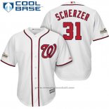 Maglia Baseball Uomo Washington Nationals 2017 Postseason Max Scherzer Bianco Cool Base