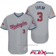 Maglia Baseball Uomo Washington Nationals 2017 Stelle e Strisce Michael Taylor Grigio Flex Base