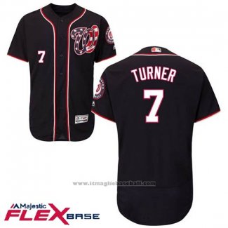 Maglia Baseball Uomo Washington Nationals 7 Trea Turner Blu Flex Base