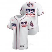 Maglia Baseball Uomo Washington Nationals Juan Soto 2020 Stars & Stripes 4th of July Bianco