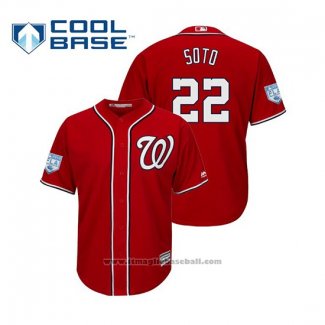 Maglia Baseball Uomo Washington Nationals Juan Soto Cool Base Allenamento Primaverile 2019 Rosso