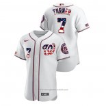 Maglia Baseball Uomo Washington Nationals Trea Turner 2020 Stars & Stripes 4th of July Bianco