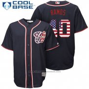 Maglia Baseball Uomo Washington Nationals Wilson Ramos Stars Stripes Cool Base Blu