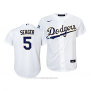 Maglia Baseball Bambino Los Angeles Dodgers Corey Seager 2021 Gold Program Replica Bianco