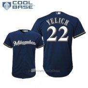 Maglia Baseball Bambino Milwaukee Brewers Christian Yelich Cool Base Alternato Blu