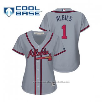 Maglia Baseball Donna Atlanta Braves Ozzie Albies Cool Base Road 2019 Grigio