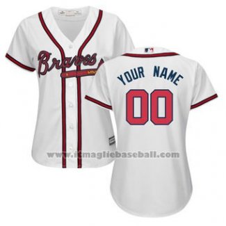 Maglia Baseball Donna Atlanta Braves Personalizzate Bianco