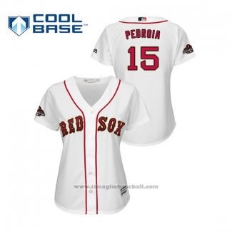 Maglia Baseball Donna Boston Red Sox Dustin Pedroia 2019 Gold Program Cool Base Bianco