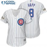 Maglia Baseball Donna Chicago Cubs 2017 Postseason 8 Ian Happ Bianco Cool Base