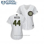 Maglia Baseball Donna Chicago Cubs Anthony Rizzo 2018 Memorial Day Cool Base Bianco