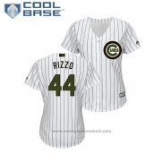 Maglia Baseball Donna Chicago Cubs Anthony Rizzo 2018 Memorial Day Cool Base Bianco