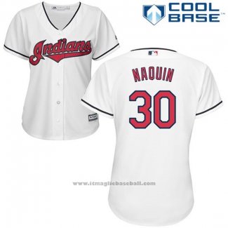 Maglia Baseball Donna Cleveland Indians 30 Tyler Naquin Bianco Cool Base