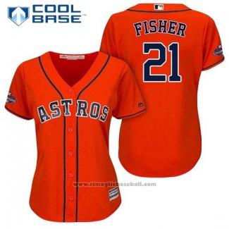 Maglia Baseball Donna Houston Astros 2017 World Series Campeones Derek Fisher Arancione Cool Base