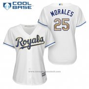 Maglia Baseball Donna Kansas City Royals 25 Kendrys Morales Bianco 2017 Cool Base