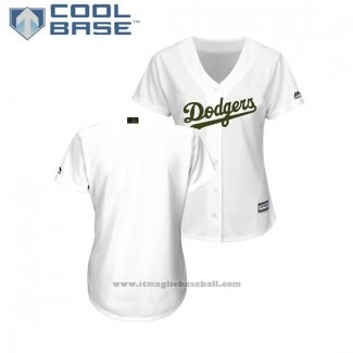 Maglia Baseball Donna Los Angeles Dodgers 2018 Memorial Day Cool Base Bianco