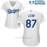 Maglia Baseball Donna Los Angeles Dodgers 87 Jose De Leon Bianco Cool Base