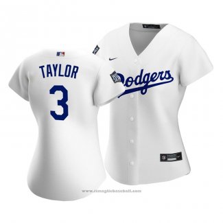 Maglia Baseball Donna Los Angeles Dodgers Chris Taylor 2020 Primera Replica Bianco