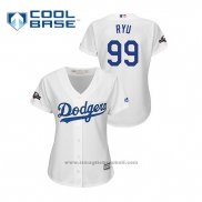 Maglia Baseball Donna Los Angeles Dodgers Hyun Jin Ryu 2019 Postseason Cool Base Bianco