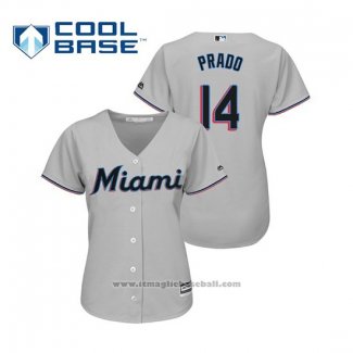 Maglia Baseball Donna Miami Marlins Martin Prado Cool Base Road 2019 Grigio