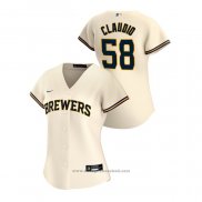 Maglia Baseball Donna Milwaukee Brewers Alex Claudio 2020 Replica Home Crema