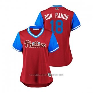 Maglia Baseball Donna Philadelphia Phillies Pedro Florimon 2018 LLWS Players Weekend Don Ramon Scarlet