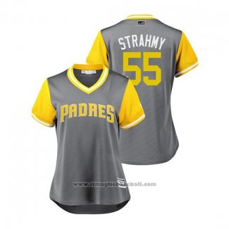 Maglia Baseball Donna San Diego Padres Matt Strahm 2018 LLWS Players Weekend Strahmy Grigio