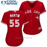 Maglia Baseball Donna Toronto Blue Jays 55 Russell Martin Scarlet2017 Cool Base