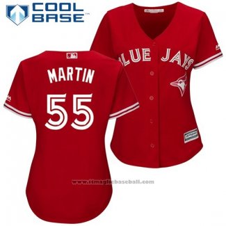 Maglia Baseball Donna Toronto Blue Jays 55 Russell Martin Scarlet2017 Cool Base