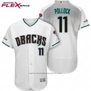 Maglia Baseball Uomo Arizona Diamondbacks 2017 Postseason 11 A.j. Pollock Bianco Flex Base