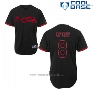 Maglia Baseball Uomo Atlanta Braves 10 Chipper Jones Black Fashion Cool Base