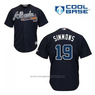 Maglia Baseball Uomo Atlanta Braves 19 Andrelton Simmons Blu Alternato Cool Base