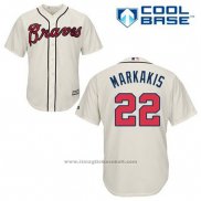 Maglia Baseball Uomo Atlanta Braves 22 Nick Markakis Crema Alternato Cool Base