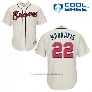 Maglia Baseball Uomo Atlanta Braves 22 Nick Markakis Crema Alternato Cool Base